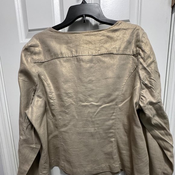 Lane Bryant size 16 linen and gold metallic jacket - Picture 2 of 8